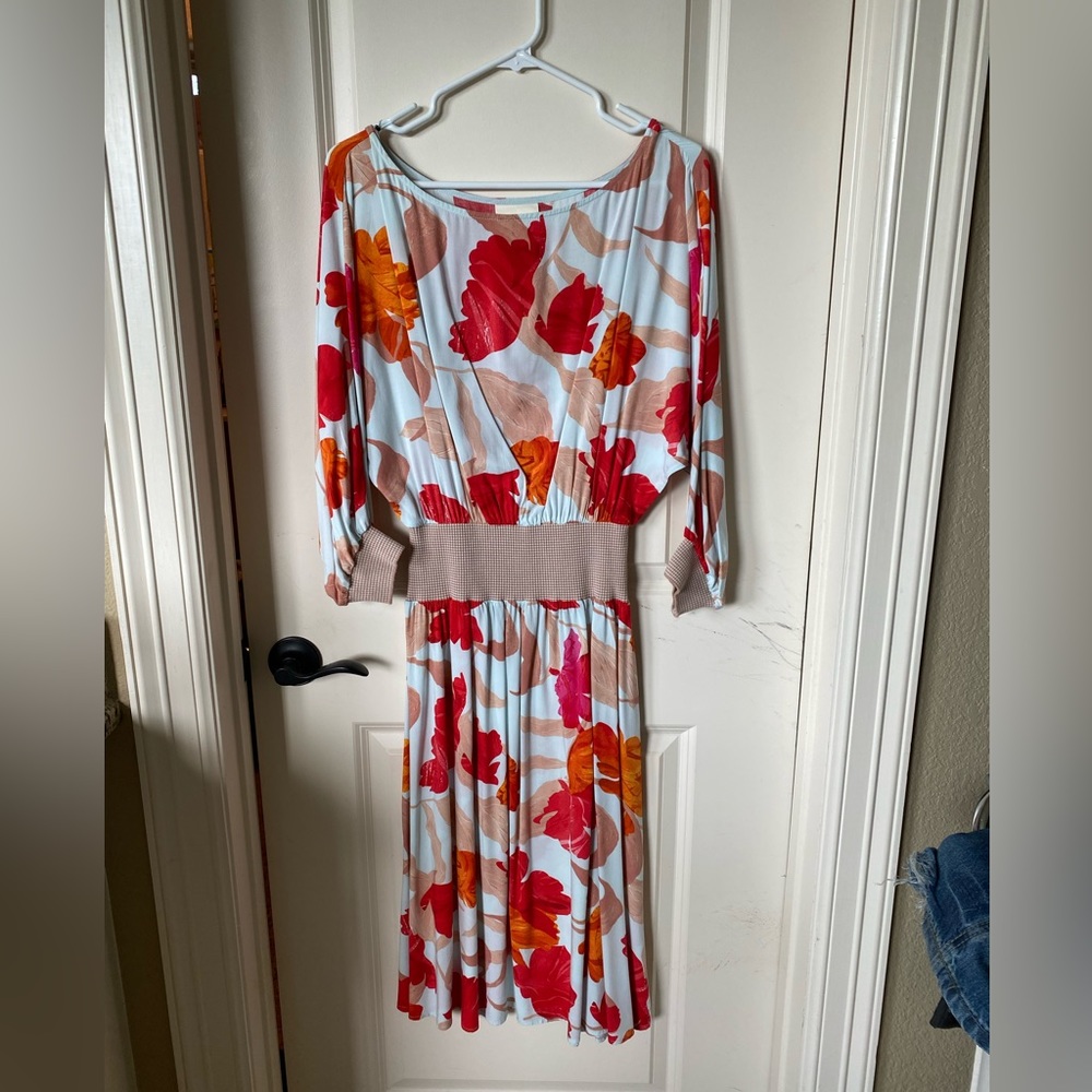Midi dress with accented waist